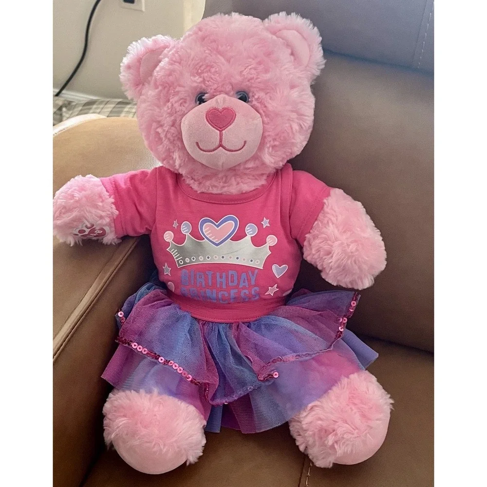 Build-A-Bear Pink Plush Teddy Bear Birthday Princess Outfit Tutu &‎ Shirt Bundle